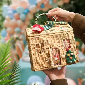 Cute Bunny Ears Design Decorative Handmade Plastic Storage Basket with Lid, Multi-Purpose Organizer for Home & Office Use, Durable Plastic Material, Boxes