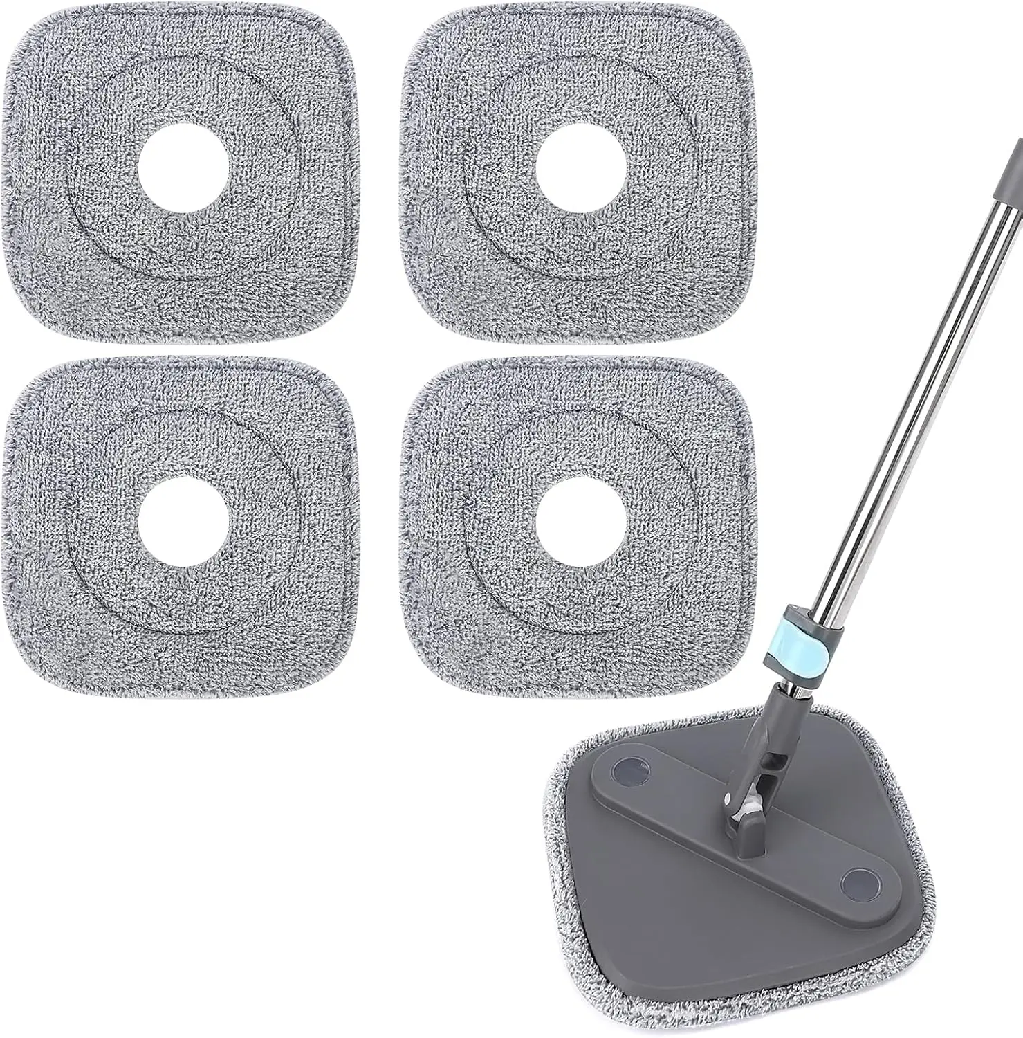 9 Inch Square Spin Mop Replacement Pads – 4PCS Washable Microfiber Mop Heads for True & Tidy Mop Bucket Systems