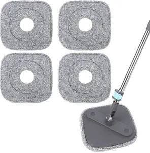 9 Inch Square Spin Mop Replacement Pads – 4PCS Washable Microfiber Mop Heads for True & Tidy Mop Bucket Systems