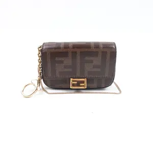 Pre-owned FENDI Coated Canvas Shoulder Bags Baguette Super Mini Zucca Brown Shoulder Bag T10388553