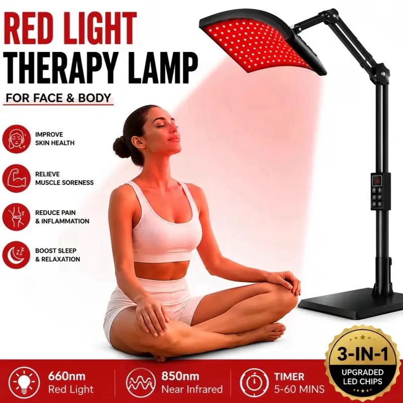 Light Therapy Lamp Adjustable Portable w/ Timer for Face & Body 660/850nm
