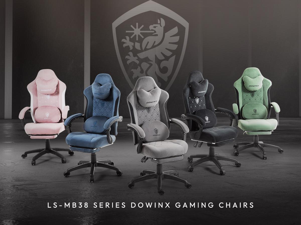 Dowinx Gaming Chair with Heated Massage Lumbar Support,Big and Tall Fabric Gaming Chairs for Adults with Footrest, Ergonomic Computer Game Chair with Poket Spring Cushions, 350lbs