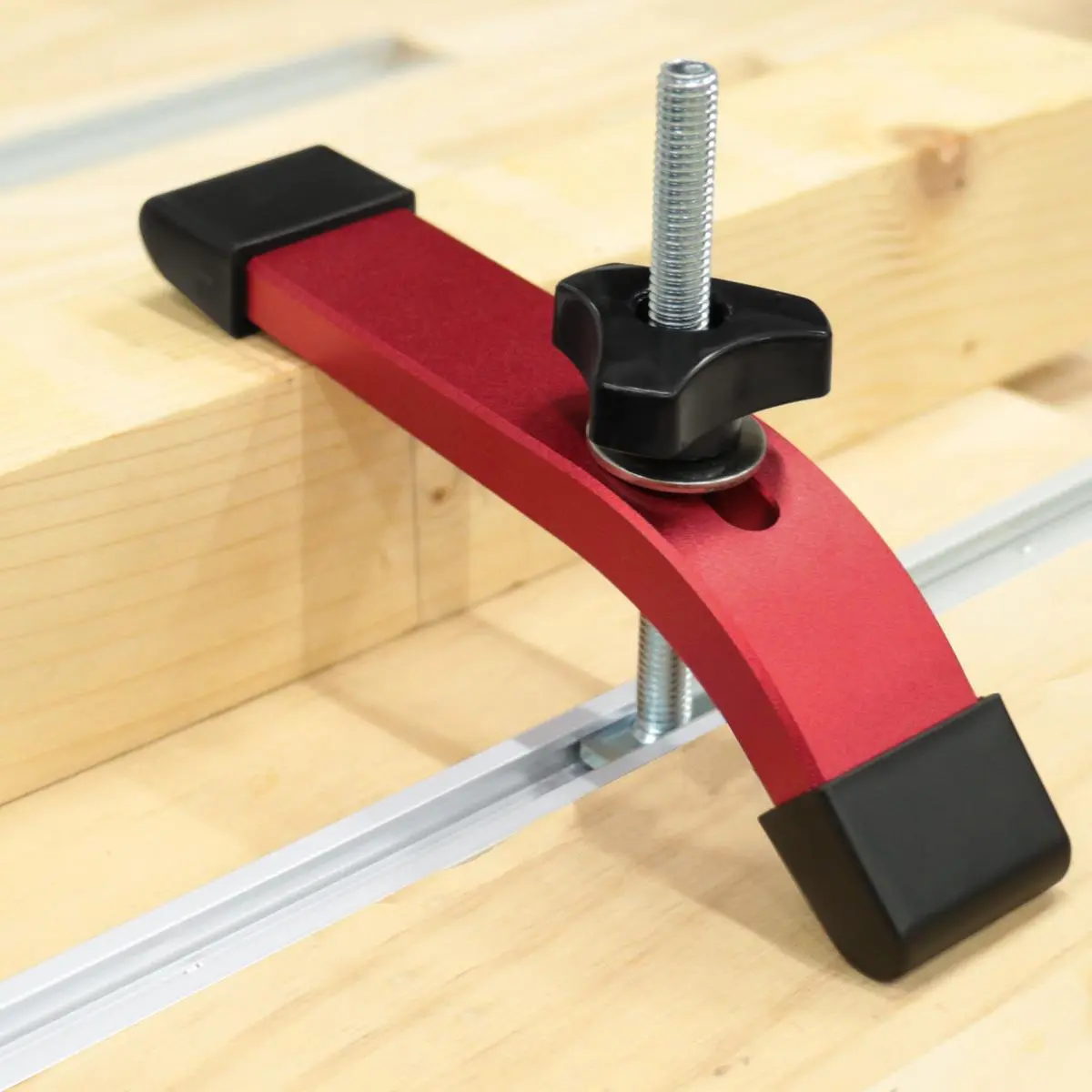 Quick Acting Hold Down Clamp, Woodworking Table Aluminum Alloy Press Plate Press Block Pliers, T Screw T Slider Handle Workbench, Desk Mount Clamp, Power Tool Accessories, Clamp With Thread, Quick Release Clamp, Secure Clamp