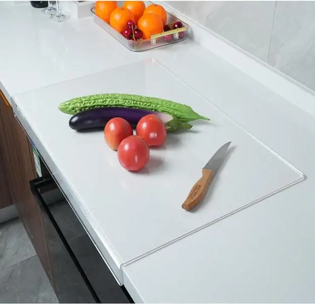 Thicker Acrylic Cutting Board with Counter Lip – 16.5x12.5'' Large, Non-Slip Clear Kitchen Board for Protection & Chopping
