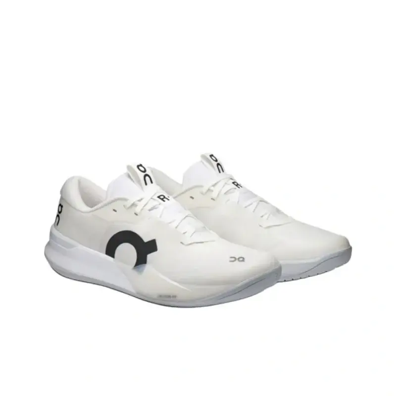 Court performance sneakers with segmented cushioned foam midsoles & lateral stability frames for stable quick lateral sports moves, premium breathable engineered knit mesh in solid off-white with subtle pink insole accents, textured gum rubber outsole