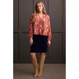 Tribal Brand Hot Coral Button Front Blouse