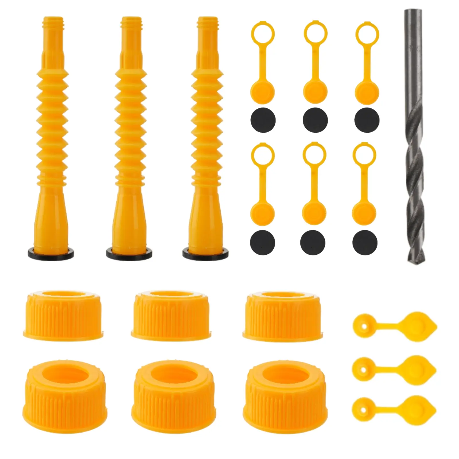 HDPE Rubber Gas Can Nozzle Replacement Kit - Automotive Repair Tools, 3/6 Leak-Proof Spout Sets with Spill Stopper, Fits 1/2/5/10 Gal Cans, HDPE Resists Daily Wear, Includes Screwdrivers Clamps Wrenches Pumping Function, Manufacturer Warranty