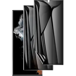 2 Pack for Samsung Galaxy S22 Ultra Privacy Screen Protector, Anti-Spy Full Adhesive Flexible Film for Galaxy S22 Ultra 5G 6.8”, [Support Fingerprint Reader] Easy Installation Frame - Black