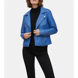 Luisa Women's Cobalt Biker's Leather Jacket