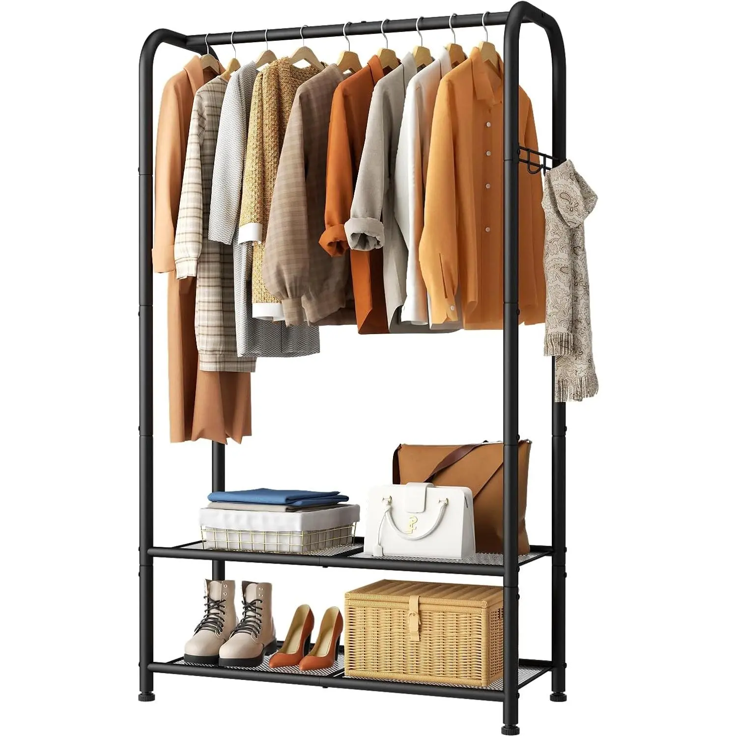 Clothing Racks For  Clothes Rack Portable Closet Garment Coat Rack With Shelves Heavy Duty Hanger Stand Wardrobe Free Standing Closet