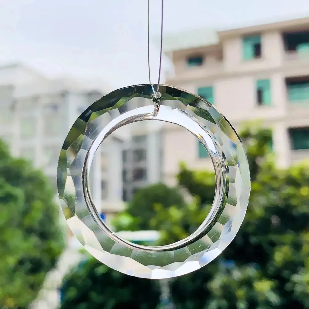 50mm Crystal Prism Suncatcher - Minimalist Light-Catching Rainbow Maker, Hanging Window Decoration for Desk & Workspace Ambiance