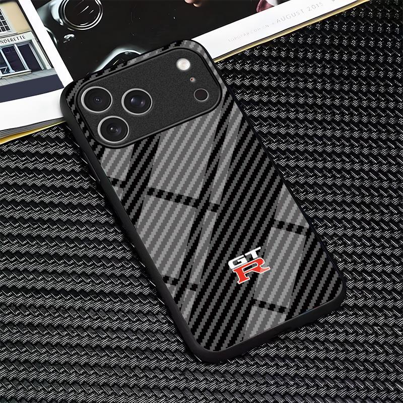 for iPhone 17/16/15/14/13/12/11 air/pro/promax/plus Carbon fiber texture mirror mobile phone case glass case 995