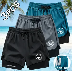 Men's 2 in 1 Quick Dry Running Shorts Athletic Workout Shorts with Anti-Chafe Liner for Gym Training Swimming