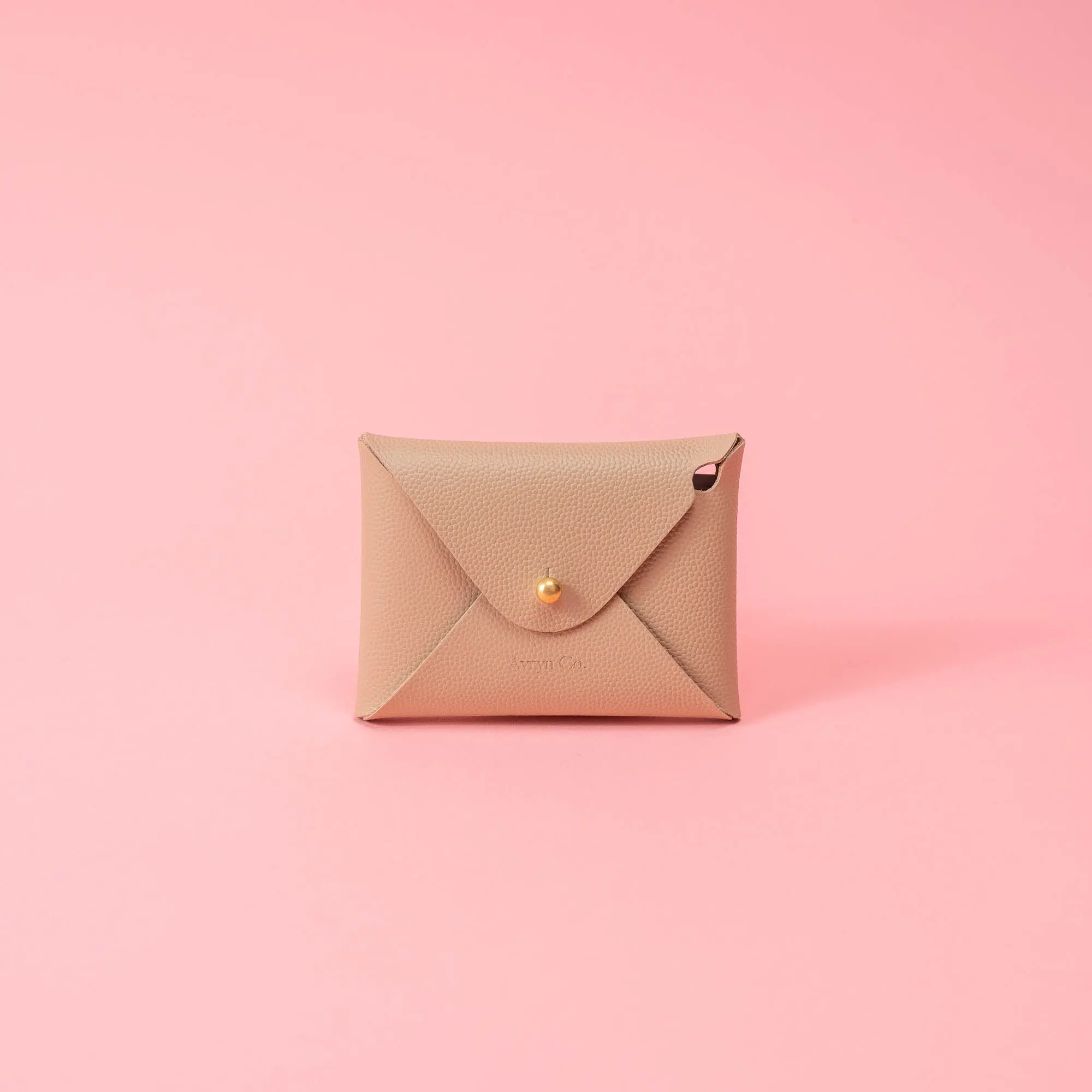 Cobblestone Beige Pebbled Leather Card Wallet