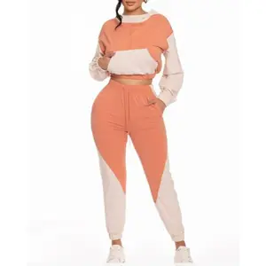 Peach Color Block Jogger Set