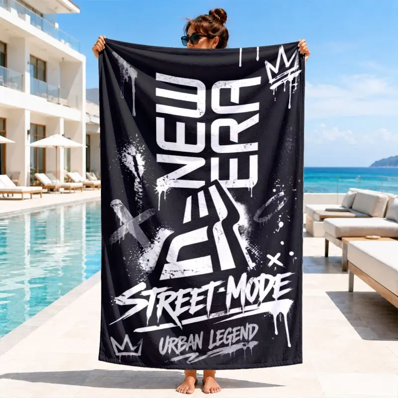 New Era Street Mode Beach Towel, Graffiti Print Microfiber, Soft Absorbent, Quick Dry, Reusable, Ideal for Summer Travel, Pool, Outdoor Activities
