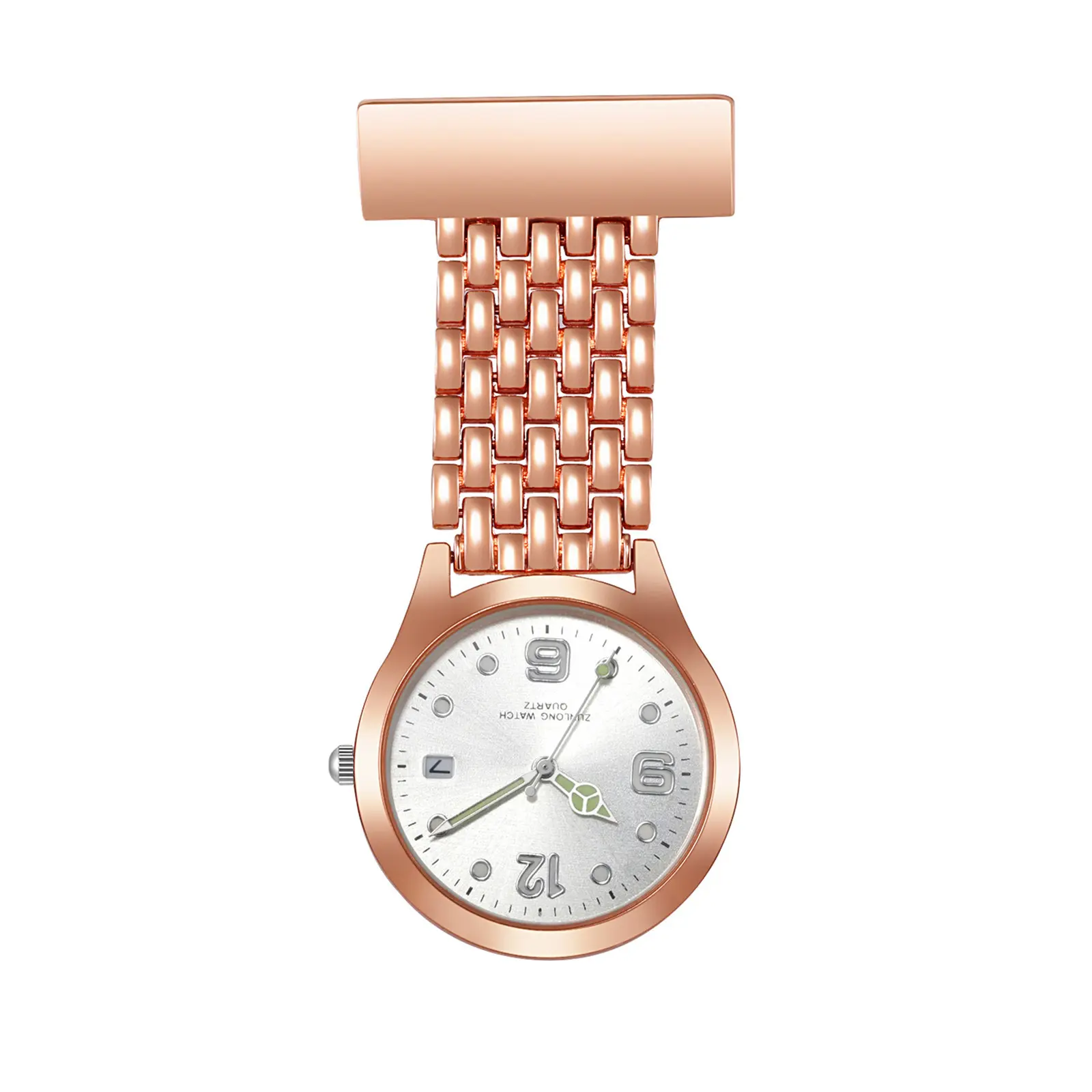 OIDEA Minimalist Female Wear Rose Gold Alloy Quartz Fob Watch for Nurses & Healthcare Workers - Pink Gold, Splash-Proof, Clean Look Simple HD Digital Scale Dial Pocket Watch