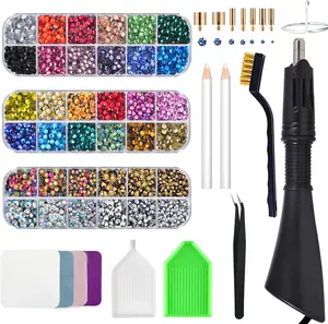 Bedazzler Kit with Rhinestones, Hot Fixed  Craft Applicator -  Painting Pen, Wax Pencil, Tweezers, Tray, Cleaning Brush, Picker Rhinestones  for DIY Clothes Shoes