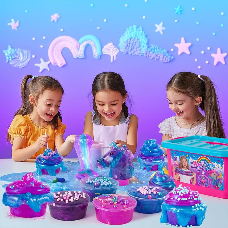 Mini Unicorn Slime Kit for Girls - Glimmer Crunchy, Butter, and Galaxy Slime for Kids 6-12 - Party Favors for Children