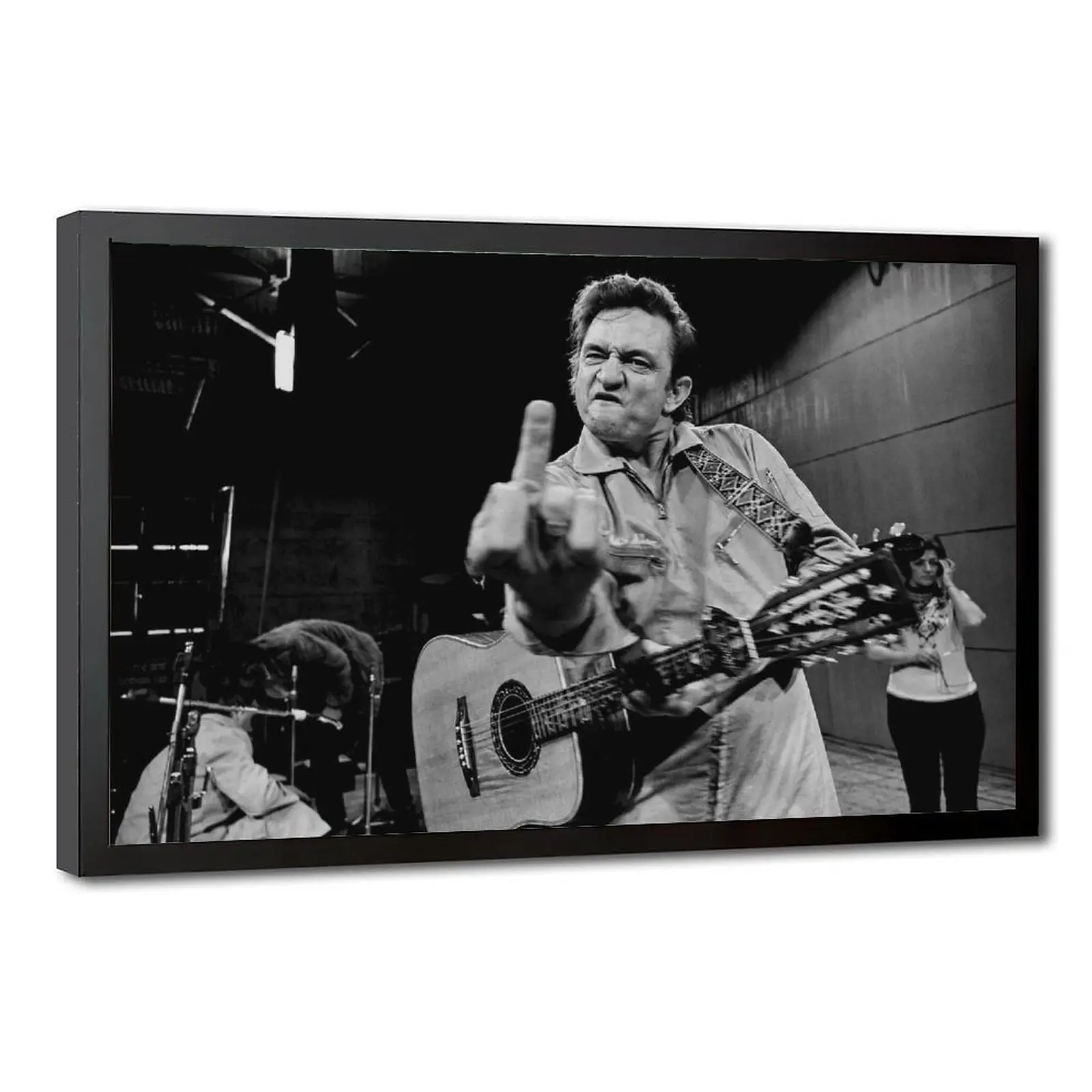 Johnny Cash Classic Rock Country Music Poster 1969 Portrait Famous Middle Finger San Quentin Prison Flipping The Bird Rare Photo Poster Art Print