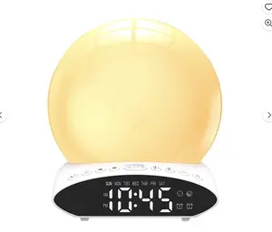 Wake Up Light Alarm Clock Sunrise Sunset Simulation Natural Sounds 7 Colors Projection Clock