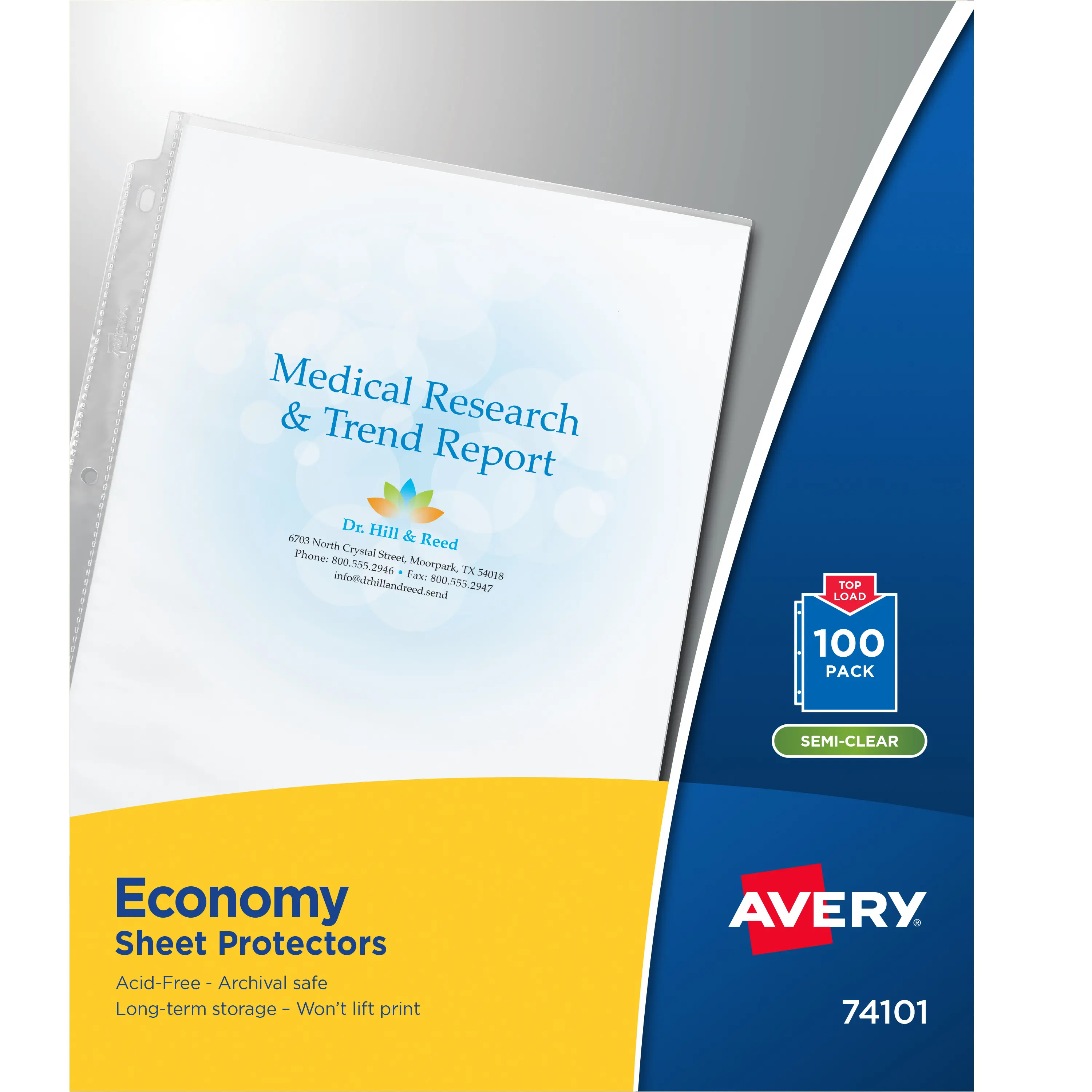 Avery Semi-Clear Economy Sheet Protectors - Top Load Office Accessories, 100 Pieces Document Protectors (74101)