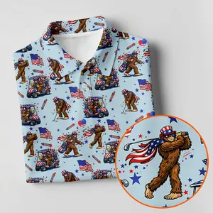 Bigfoot American Flag Golf Shirt – Patriotic Polo for Men