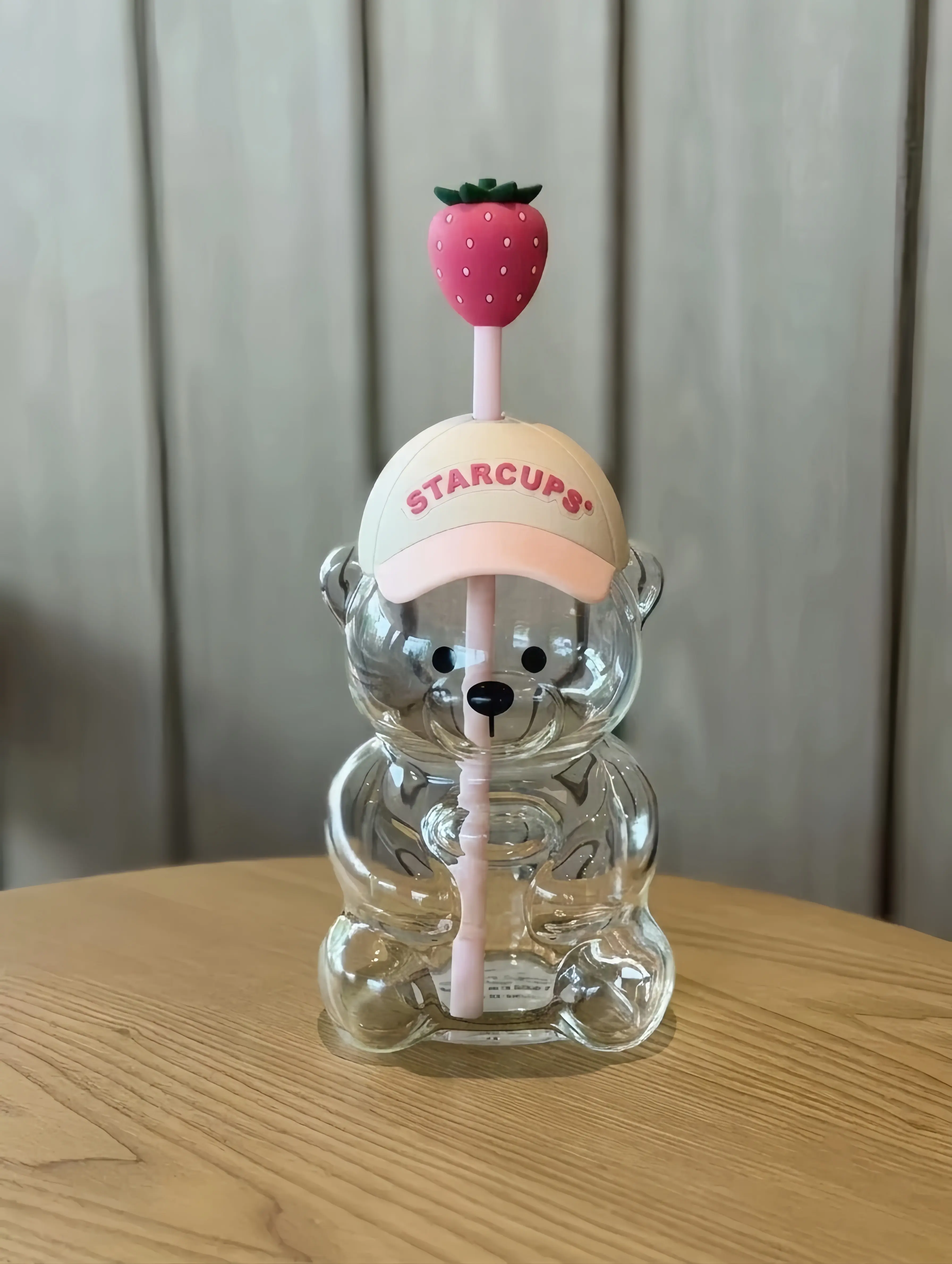 2026 New Cute Beaar Glass Tumbler with Bear Lid & Strawberry Straw, Holiday Teddy Bear Cup，20oz Reusable Aesthetic Teddy Bear Cup for Iced Coffee, Boba Milk Tea, Matcha, Juice, Smoothies & Cold Drinks, Dishwasher Safe
