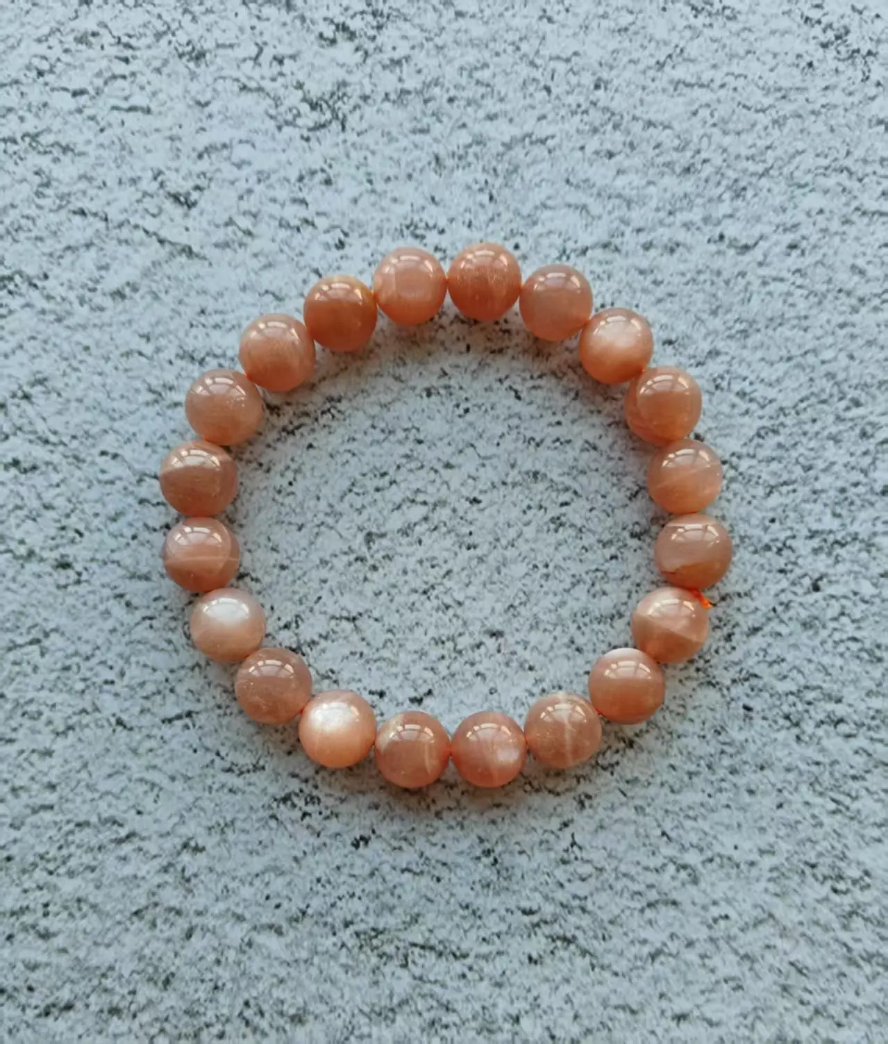 Orange Moonstone Beaded Bracelet - Simple Daily Wear Bangle for Adults, Consecrated by a Taoist Master, Enhances Self-Confidence, Improves Mood, Attracts Love, Wards Off Evil, Dispels Negative Energy, Boosts Creativity