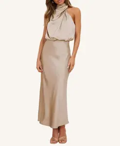 Elegant Satin Dress – Solid Color, Refined Silhouette