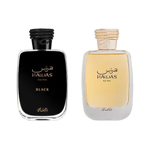 Rasasi Hawas for Women and Rasasi Hawas Black for Men Bundle: Captivating Couple Duo