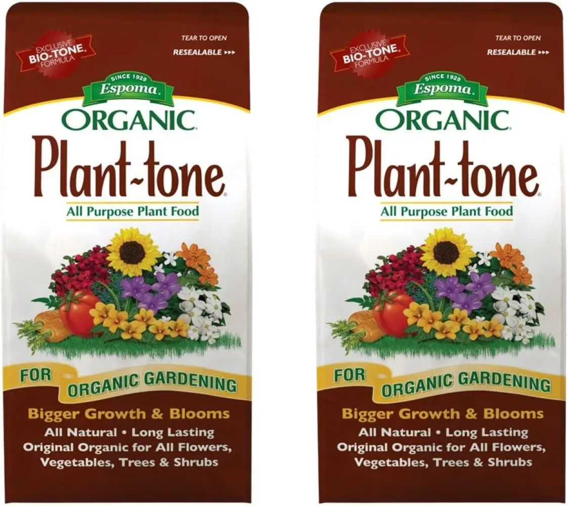 Espoma Organic Plant-Tone 5-3-3 Natural & Organic All Purpose Plant Food; 4 lb. Bag; The Original Organic Fertilizer for All Flowers, Vegetables, Trees, and Shrubs. - Pack of 2