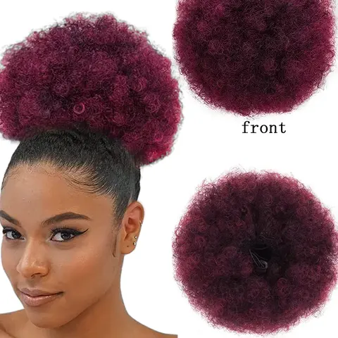 10 Inch Large Messy Bun African Puffy Ponytail Extension Drawstring Curly Short Ponytail Hair Piece Elastic Drawstring Loose Bun Heat Resistant Synthetic Fiber Hair Extension Synthetic Hair Extensions Synthetic Hairpieces