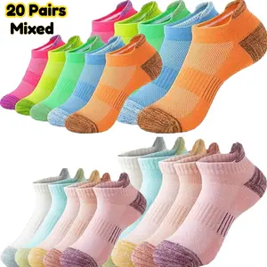10/20 Pairs of Colorful Women's Sports Socks, Comfortable and Breathable Basketball Socks, Professional Outdoor Running Socks, Suitable for Cycling, Fitness, Running, and Hiking Sports Menswear