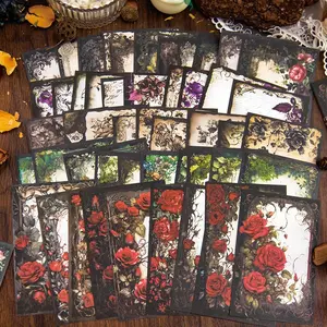 Vintage Flower Pattern Non-stick Material Paper, 150pcs/set Scrapbooking & Stamping DIY Material Decorative Background Paper, Scrapbook Page, Office Accessories