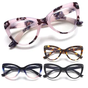 DEAAOK Cat Eye Reading Glasses for Women 4 Pack Blue Light Blocking Spring Hinge Fashion Computer Eye Glasses Mixed Color Daily Use