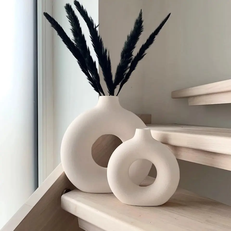 Modern Ceramic Donut Vases  (set of 2)