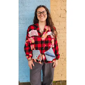 Cropped Flannel Shirt | Upcycled Distressed Flannel Size 2XL #1364