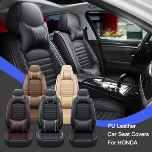 For Honda CR-V CRV Car Seat Covers, Full Set PU Leather Seat Covers With Headrest Pillows for Cars, Waterproof Auto Seat Protectors fit for Vehicles Sedans SUVs