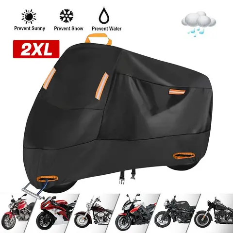 210D Heavy Duty Motorcycle Cover, All Season Durable Waterproof Outdoor Protection Scooter Cover with Keyhole Storage Bag, Rain, Sun, UV Protection