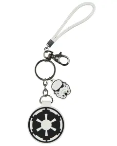 Star Wars Galactic Empire Rubber Air Tag Holder Keychain Wristlet With Lobster Claw Clasp and 1.5" Rubber Stormtrooper Pendant