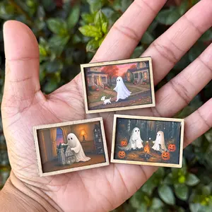 3pcs Halloween Wall Art Set 1:12 Scale for Dollhouse Decor Ornaments Party Prop and Photography, Spooky Miniature Gift Decoration
