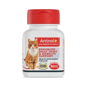 Antinol Plus for Cats Hip, Joint, and Mobility Supplement, Omega-3s & Antioxidants, Green-lipped mussel oil and Krill, Backed by 40 years of Research, 30 soft gels