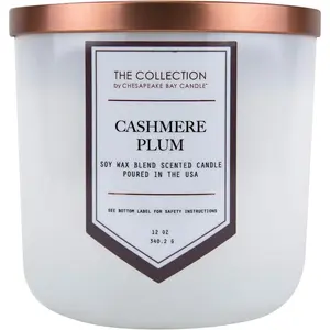 Chesapeake Bay Candle, The Collection, 2-Wick Soy Candle, Cashmere Plum, 12oz, White with Copper Lid Decor Fragrance