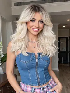 20 Inch Synthetic Wig with Bangs, Curly Hair Style, Heat Resistant Fiber, Perfect for Fashionable Looks, All Season Wear, Synthetic Material Wigs