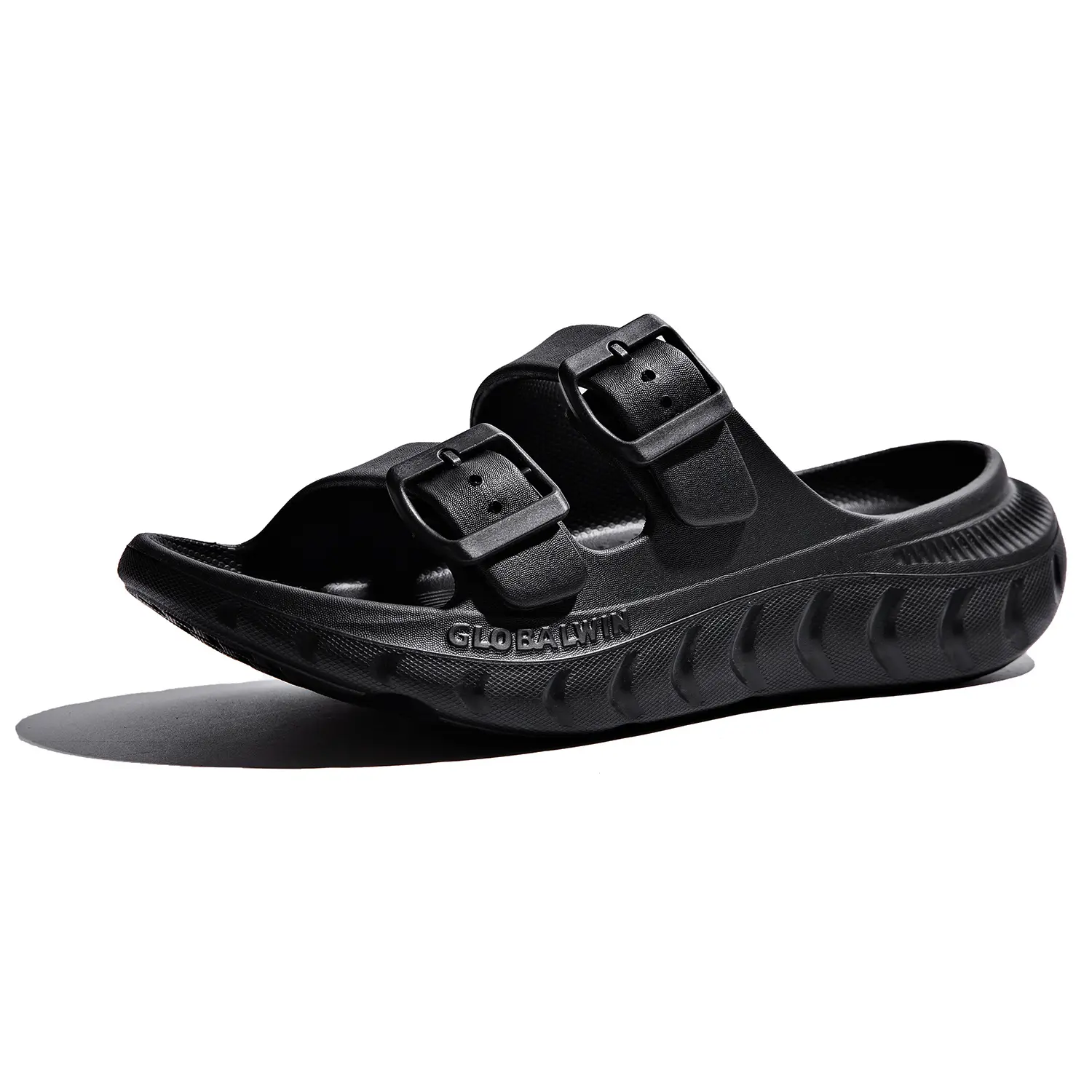 GLOBALWIN Recovery Slides For Women Mia Summer Sandals With Comfortable Arch Support Indoor Outdoor Cloud Slippers Reduce Stress on Feet Lightweight Black White Size 9M Footwear Girl Walking Shoes Summer foamslides summer sandals