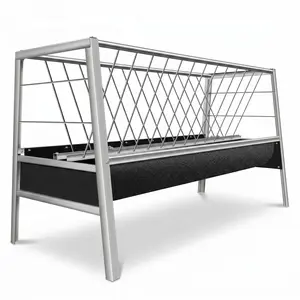 Pasture Hay Feeder, 77 Gallon 2-in-1 Livestock Feeder for Hay & Grain, 59 Inches Long, Easy to Assemble. Ideal for outdoor pastures, suitable for sheep, goats, ponies and miniature horses. decor garden