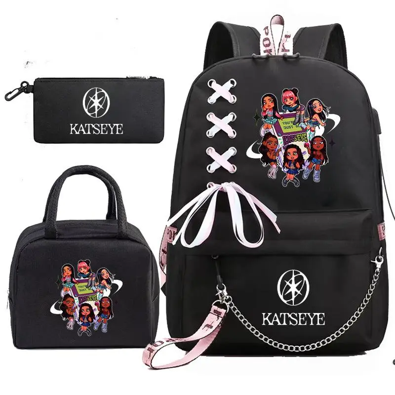 Katseye Korean girl group student schoolbag backpack pencil case three-piece set
