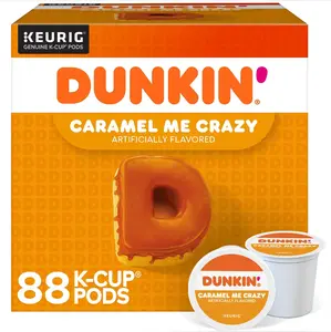 Dunkin' Caramel Me Crazy Coffee, K-Cup Pods, Medium Roast, 22/Box, 4 Boxes/Carton
