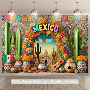 Party Banner with Cartoon Dinosaur Patterns, Polyester Material, Home Room Wall Decor, Party Background Prop, Gift Idea